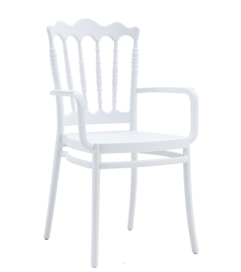 Sillón WEDDING, apilable, polipropileno blanco
