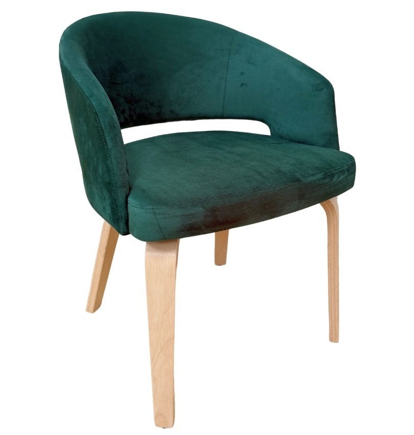 Sillón VISEU, contrachapado de madera de hevea, natural, velvet