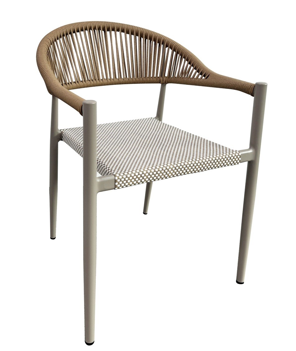 Sillón MÓNACO, apilable, aluminio, ratán y teslin