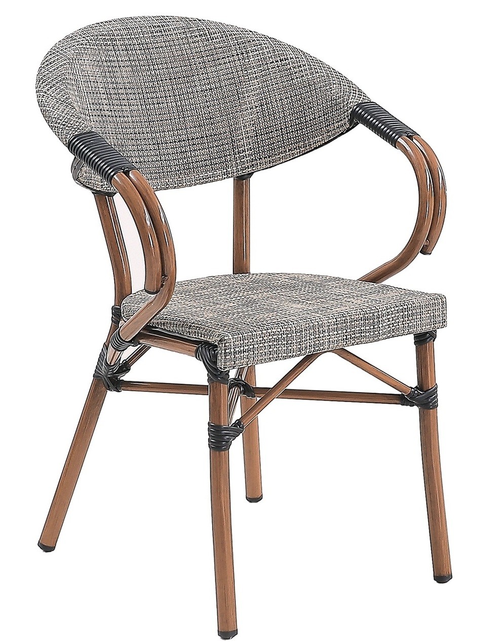 Sillón NERJA, apilable, aluminio, teslin gris