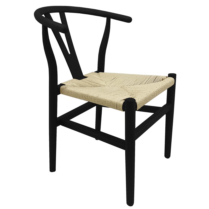 Silla WISH, madera de haya, color negro, fibra trenzada