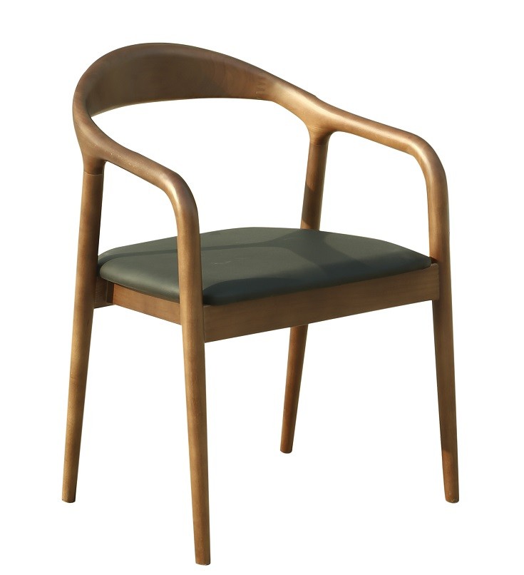 Sillón BALCANES, madera de haya, nogal, similpiel negro