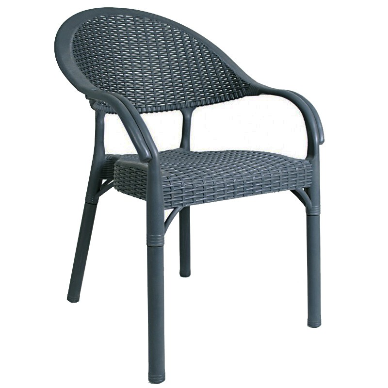 Sillón TORREMOLINOS, apilable, patas metálicas, polipropileno gris azulado