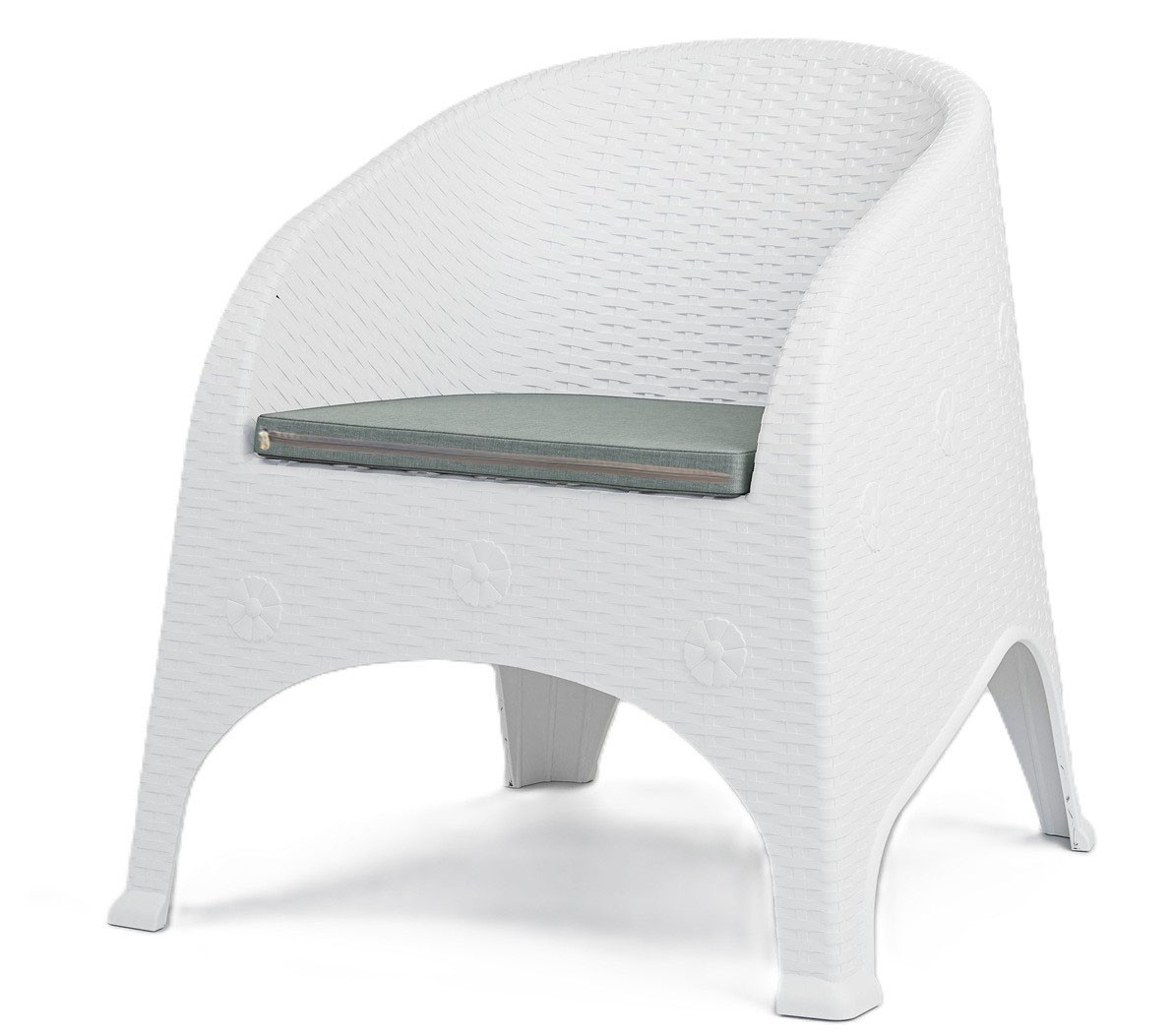 Sillón SURF, apilable, polipropileno blanco, cojín gris