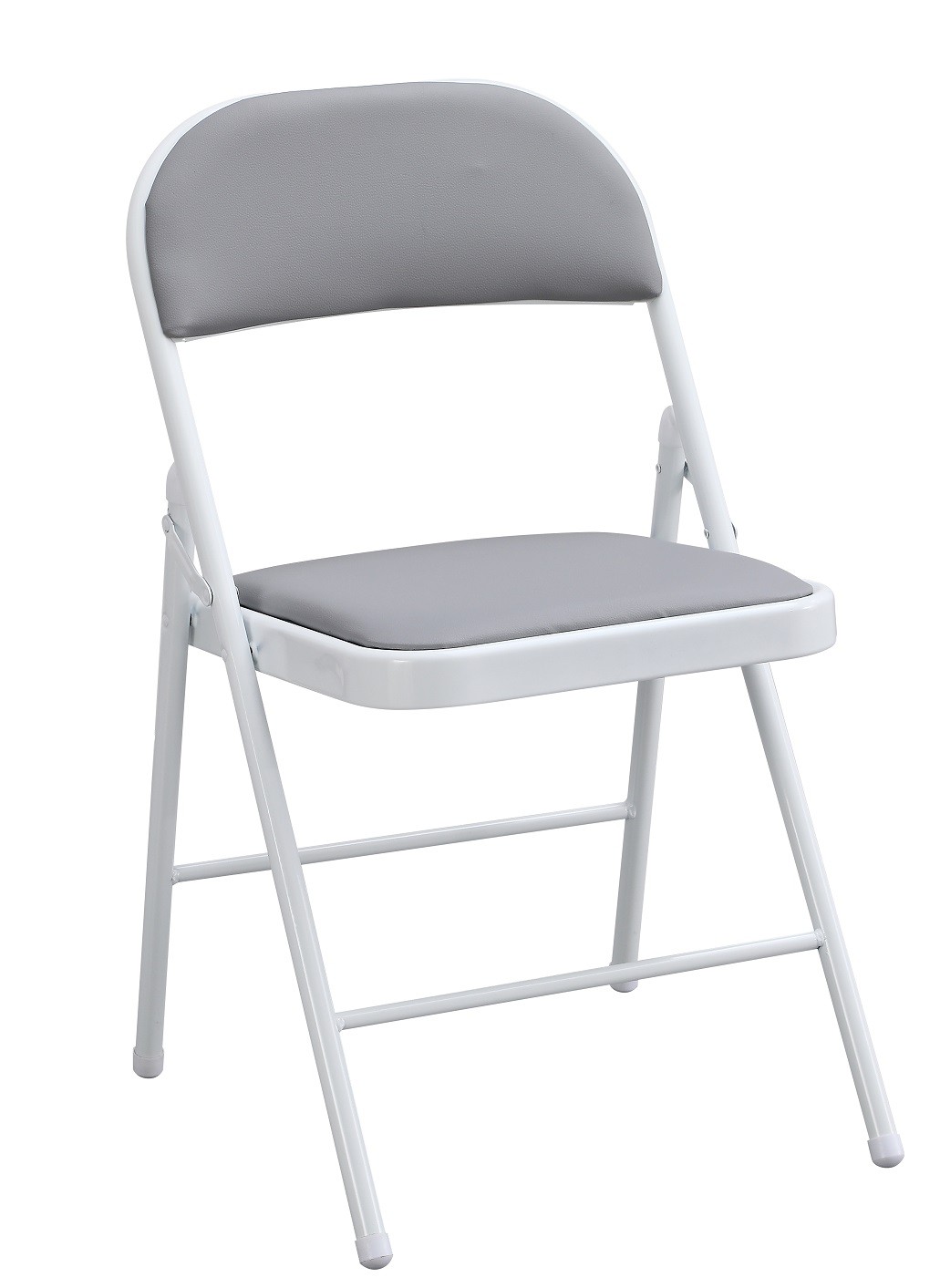 Silla SMART, plegable, metal, epoxi blanco, vinilo gris claro