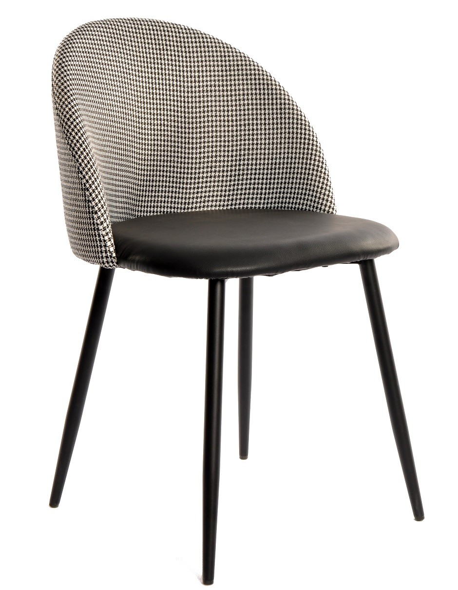 Silla ETNA, metal negro, tapizado pata de gallo y similpiel