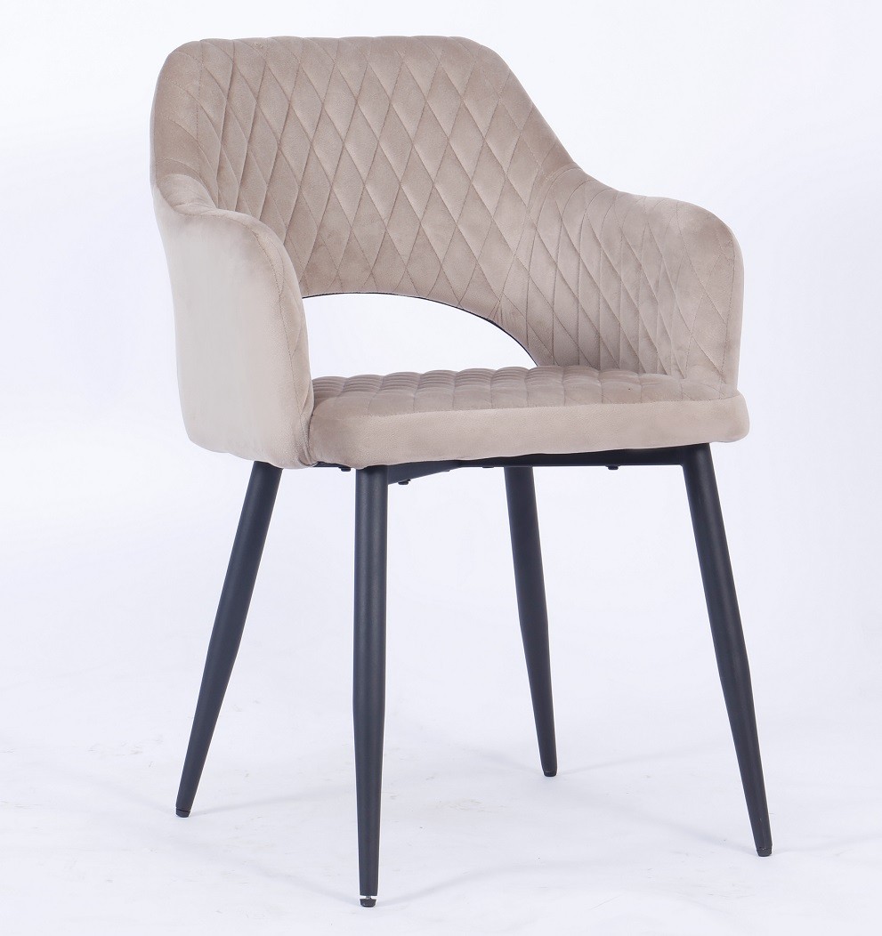 Sillón HONORIO, metal, tapizado velvet 8 marrón visón
