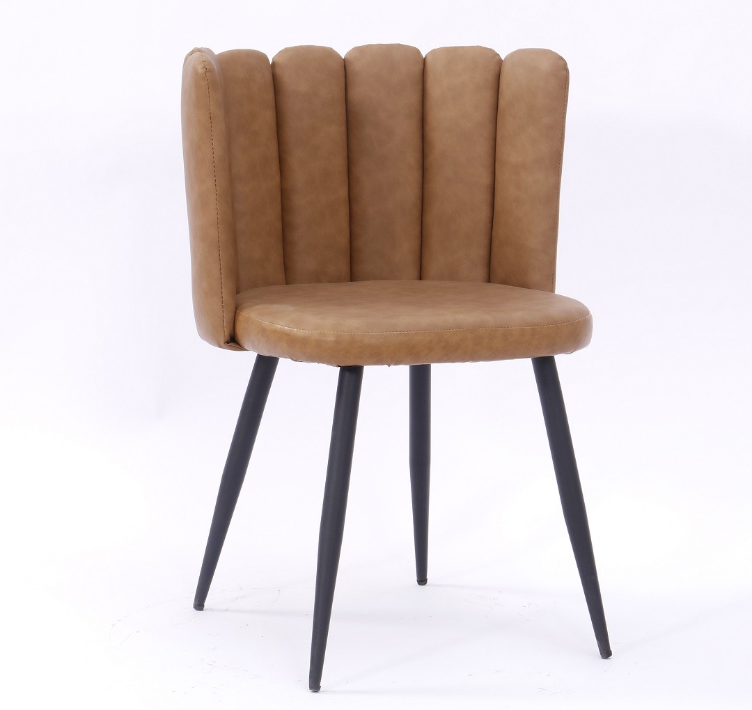 Silla RAMSÉS, metal, tapizado similpiel marrón claro