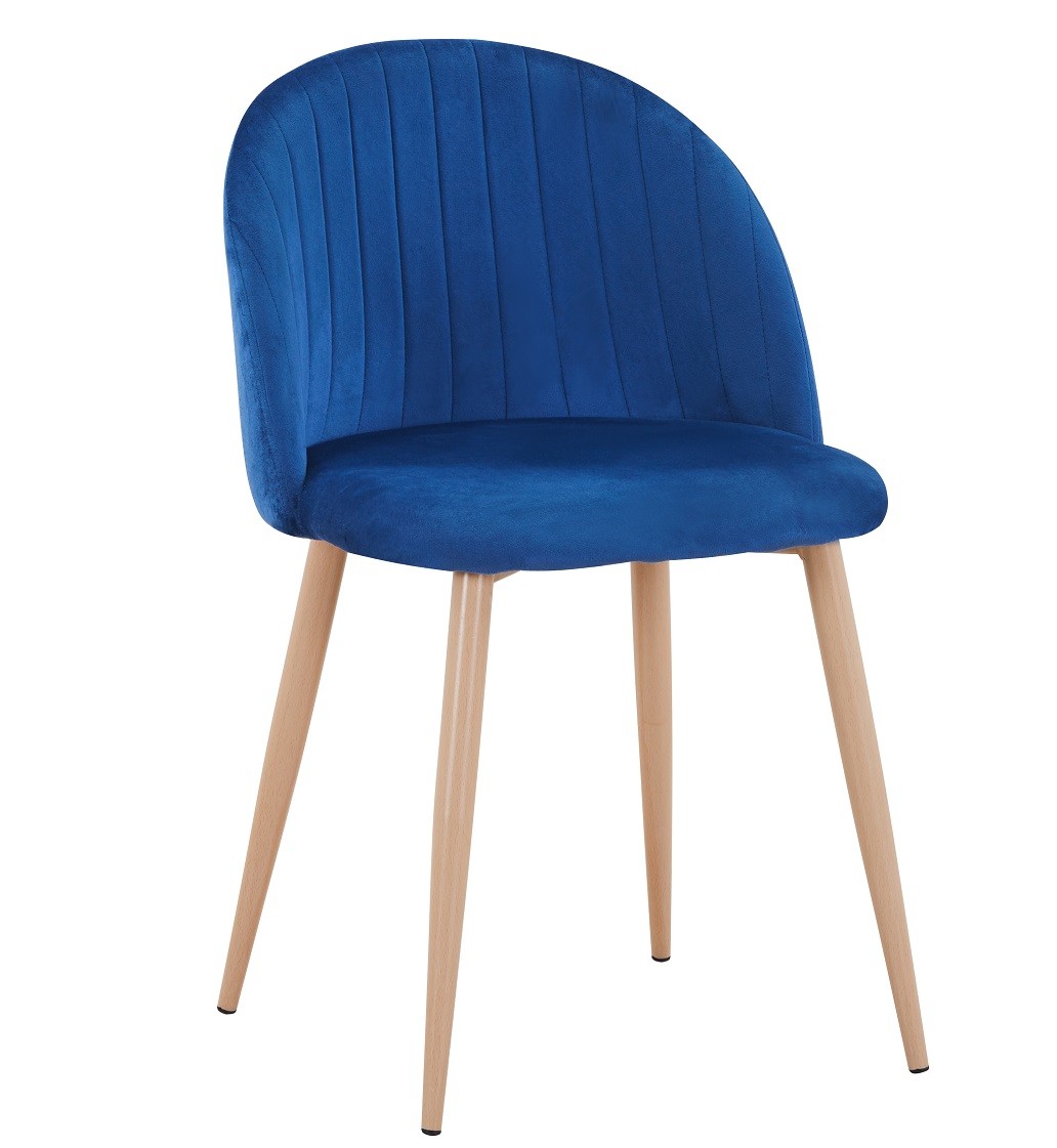 Silla VELVET NEW, patas metálicas, terciopelo azul 64