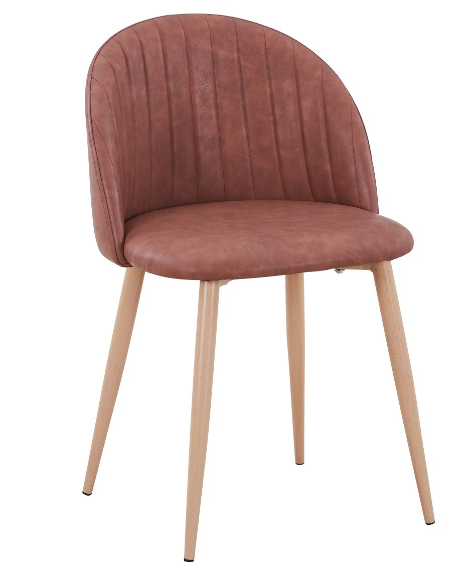 Silla VELVET NEW, patas metálicas, similpiel vintage cuero 3-2