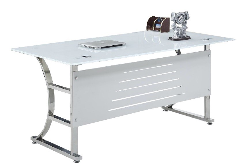 Mesa de oficina CADORE, vidrio templado super blanco, 160 x 80 cms