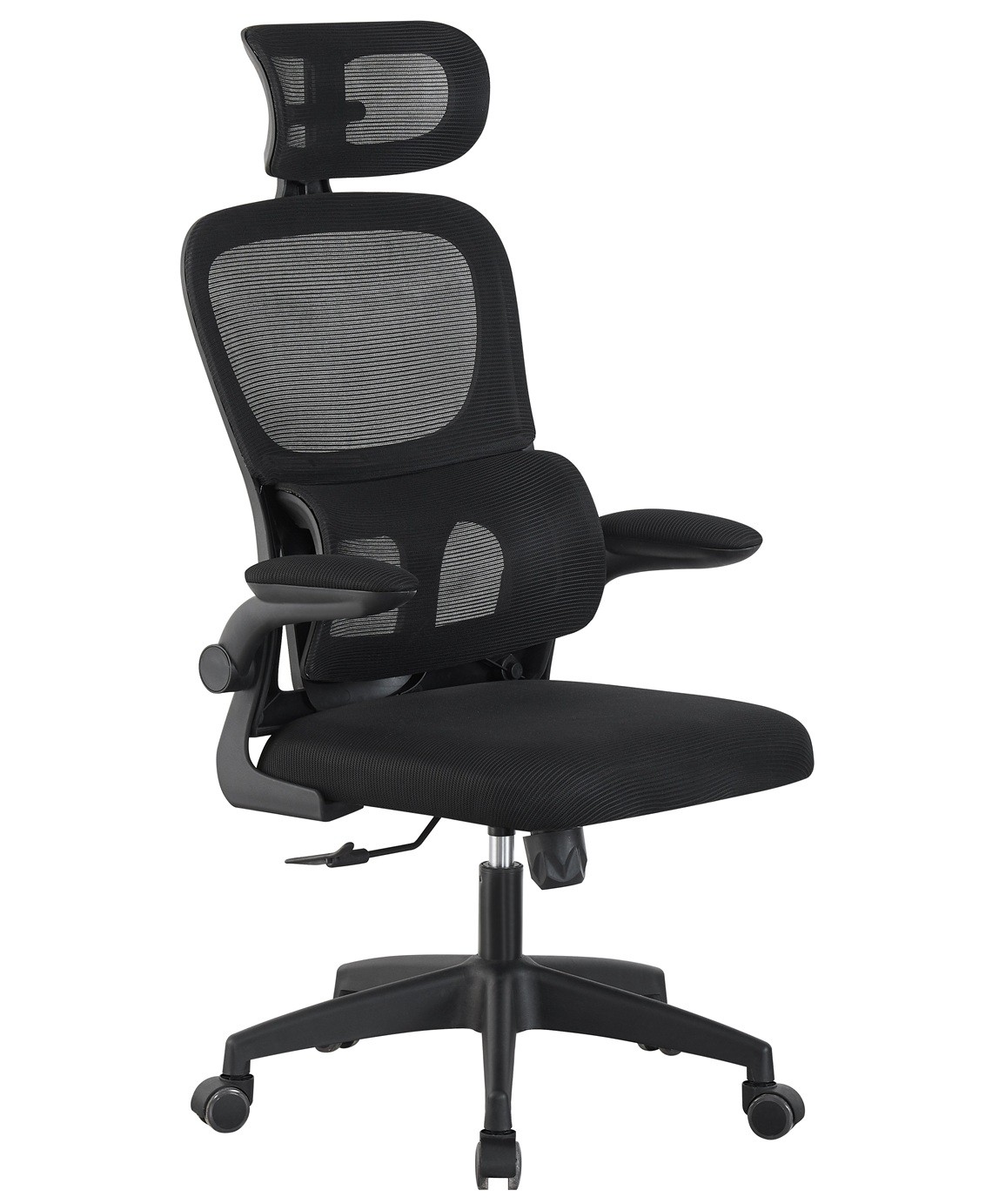 Sillón de oficina BERNAY, alto, negro, malla y asiento