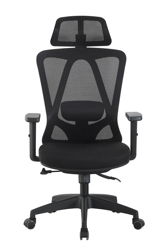 Sillón de oficina CIRAL, alto, negro, malla y asiento negro