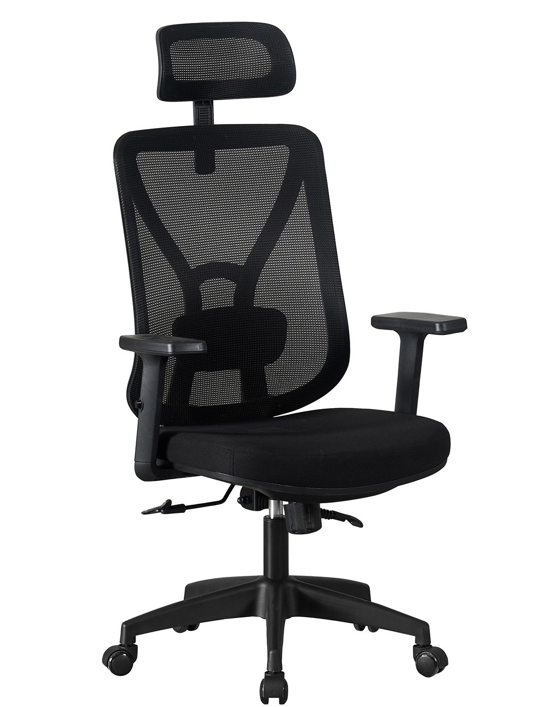 Sillón de oficina CLISSON, alto, negro, malla y asiento negro