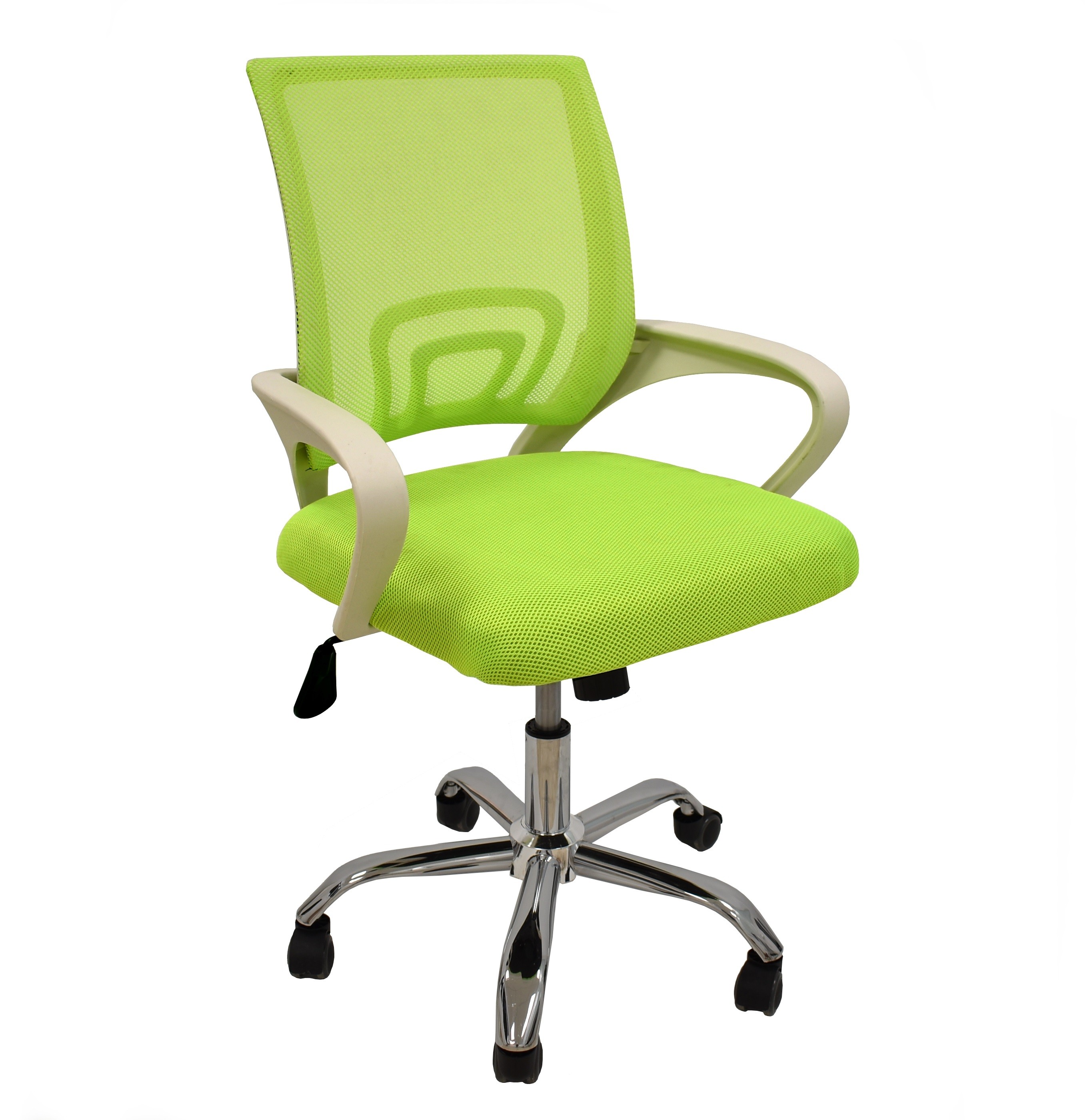 Sillón de oficina FISS NEW, blanco, regulación de altura, basculante, malla y tejido verde