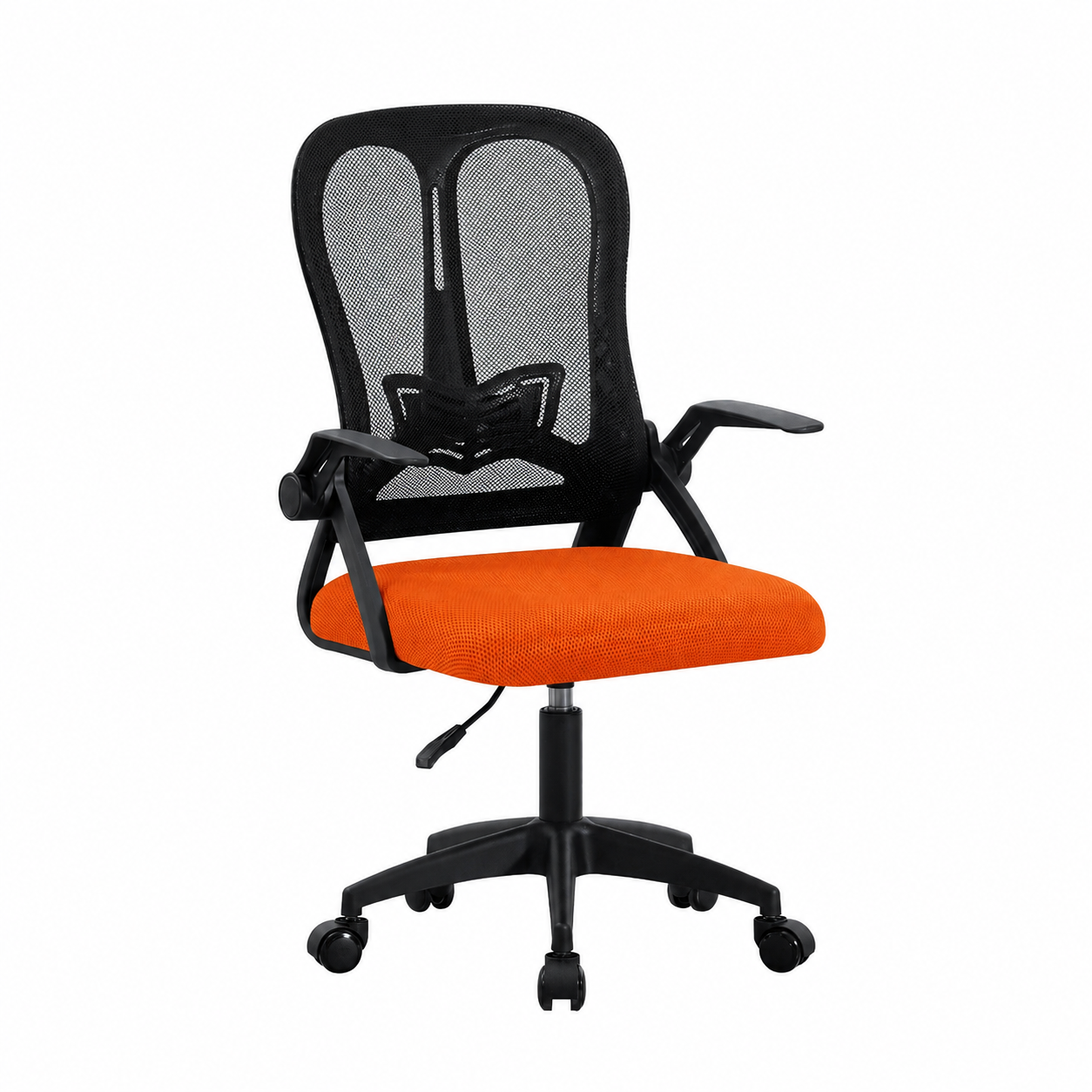 Sillón de oficina GIVERNY NNA, negro, malla negra y asiento naranja