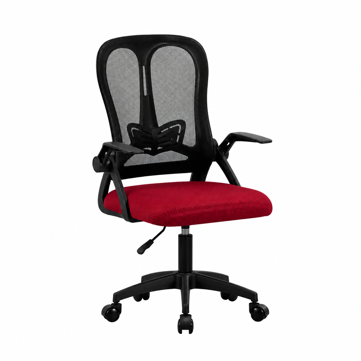 Sillón de oficina GIVERNY NRV, negro, malla negra y asiento rojo vino