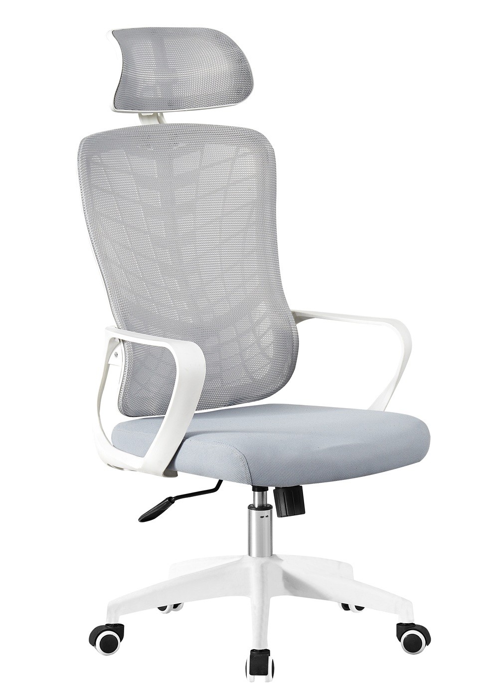 Sillón de oficina MELLAC, alto, blanco, malla y asiento