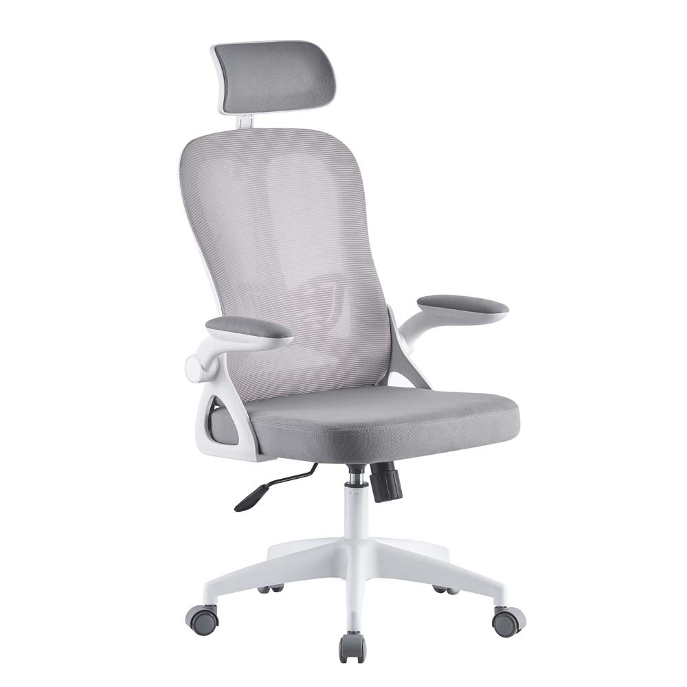 Sillón de oficina ORBEC, alto, blanco, malla y asiento