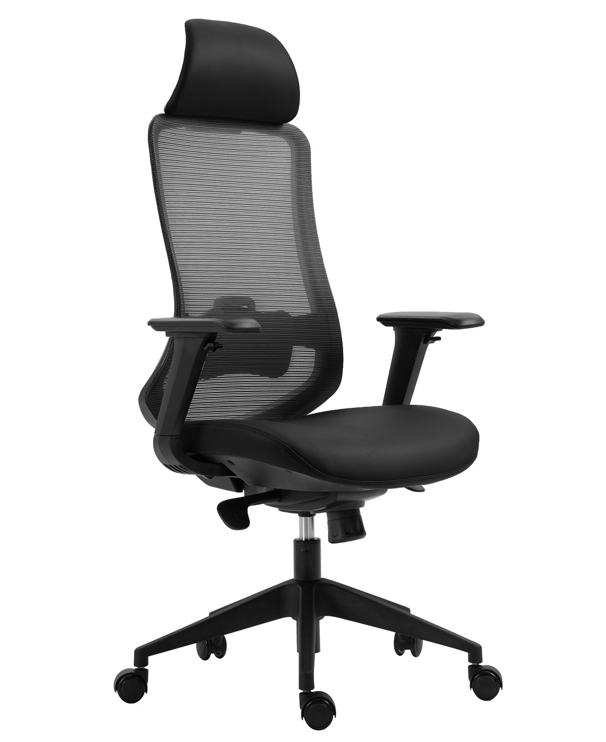 Sillón de oficina ARANJUEZ, alto, negro, ergonómico, multifunción, malla y asiento negro