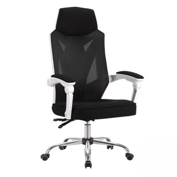 Sillón de oficina GRAZ, blanco, alto, malla y tejido negro