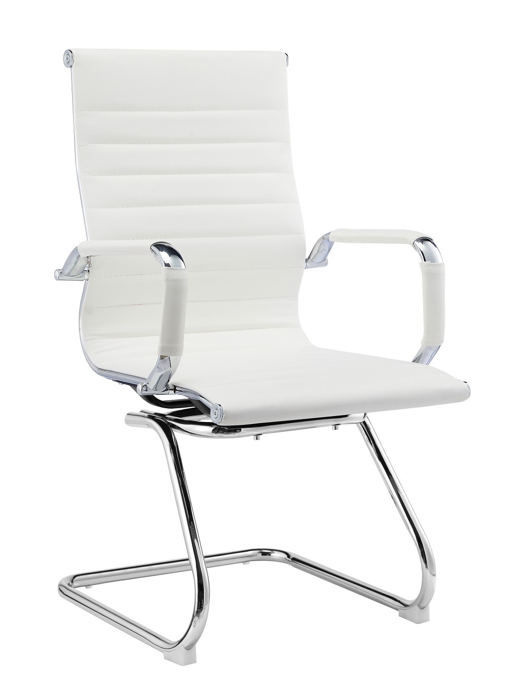 Sillón de oficina OLIVER, fijo de patín, cromado, similpiel