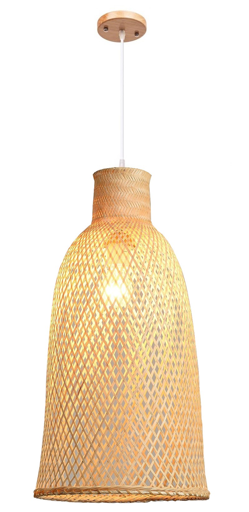 Lámpara PAPUA, colgante, pantalla de bambú natural trenzado