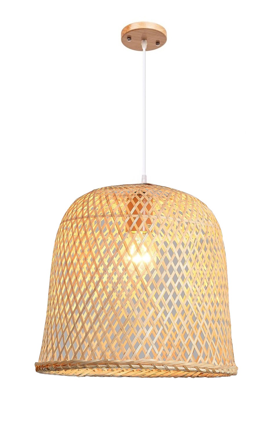 Lámpara POLINESIA, colgante, pantalla de bambú natural trenzado
