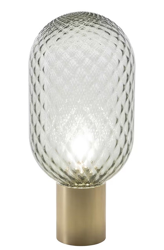 Lámpara GERA SOH43, sobremesa, aluminio, dorada, cristal